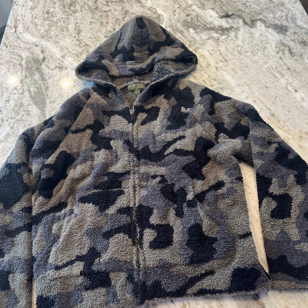 Barefoot Dreams® Women's Camo Print Zip‎ Up Hoodie Gray Green Size XS